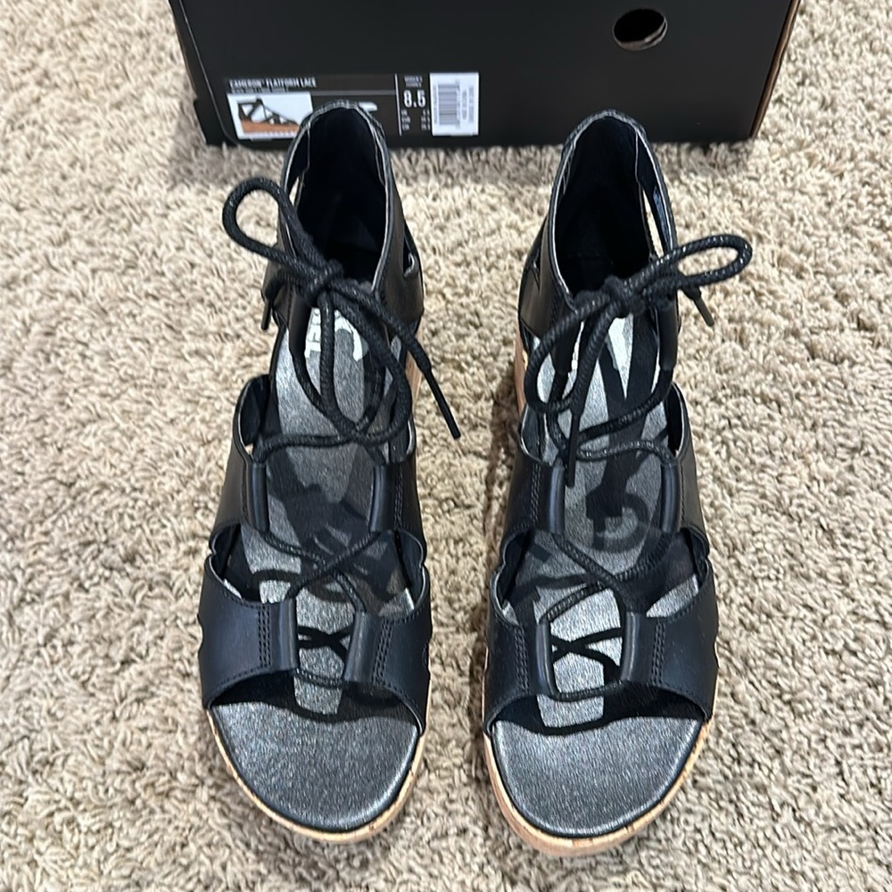 Sorel Cameron Flatform Lace black 8.5 Women’s sandals - Picture 4 of 8